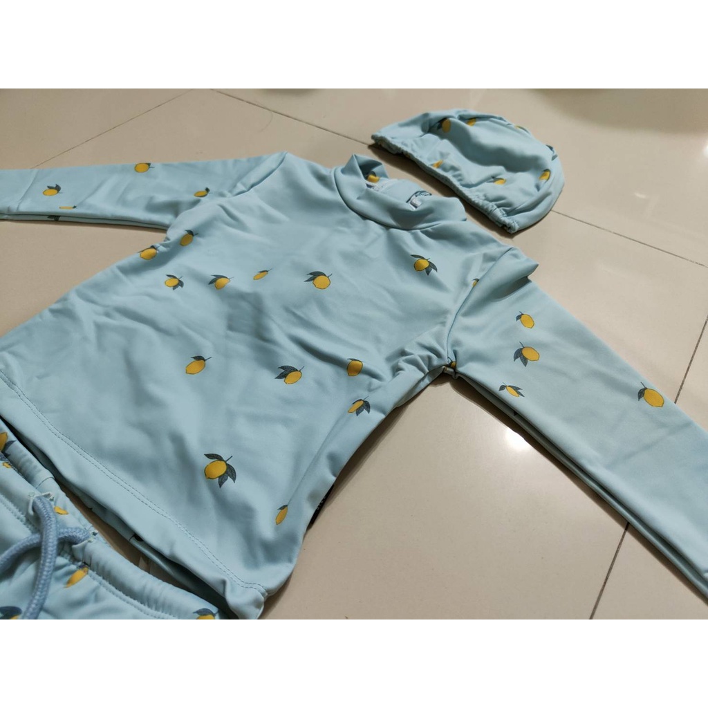 ชุดว่ายน้ำเด็ก lemon lover 3 ชิ้น ( เสื้อ กางเกง หมวก)(SW213)