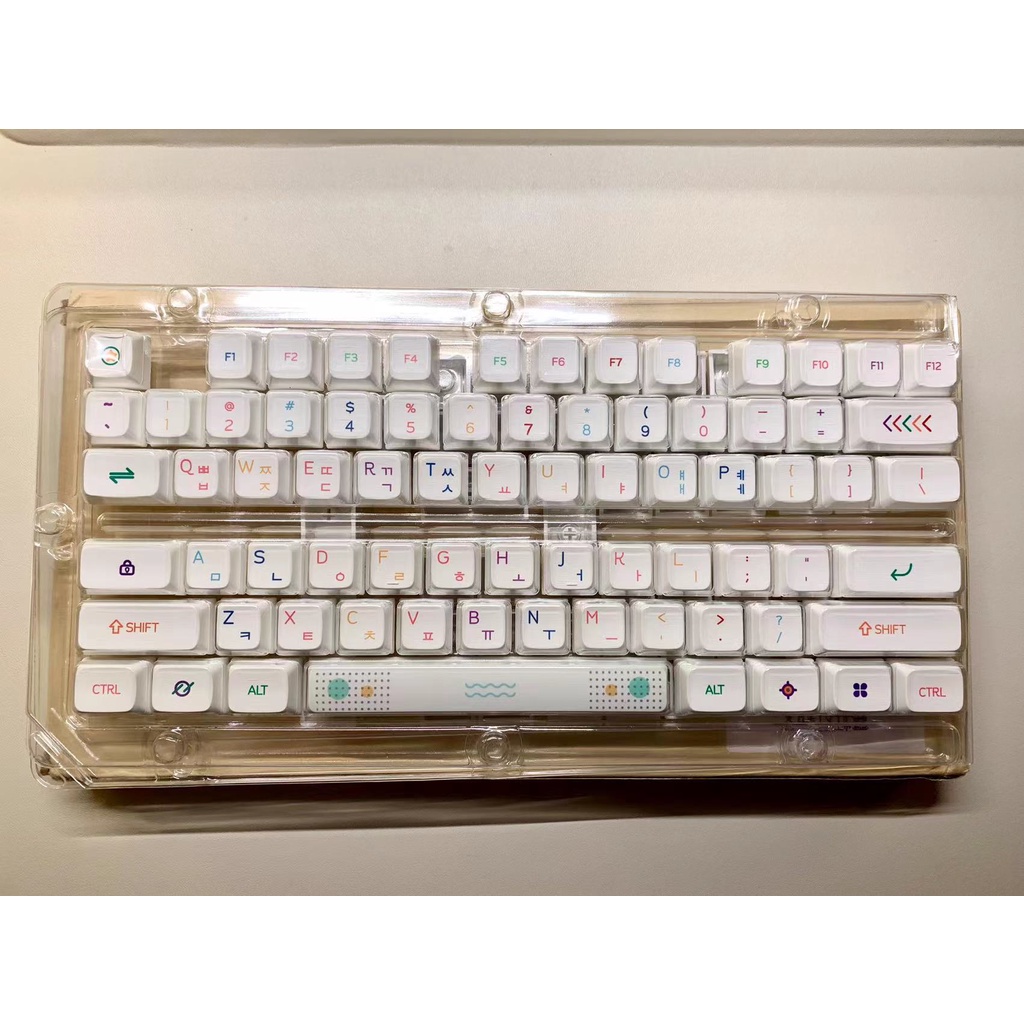 ชุดปุ่มกดคีย์บอร์ด ธีมนีออน ไทย เกาหลี คุณภาพดี 68 84 96 100 104 คีย์ 64 71 87 xda Neon thai keycaps pbt keycaps