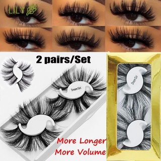 Lily SKONHED 25MM Lashes 5D Mink Hair False Eyelashes Dramtic Long Wispies Fluffy Eyelashes Full Strips Handmade