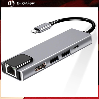 Bur_อะแดปเตอร์แปลงสายชาร์จ Type-C เป็น 4K HDMI RJ45 USB 3.0 PD อเนกประสงค์