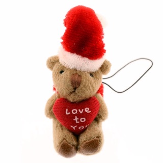 แท้ 100% จากญี่ปุ่น พวงกุญแจ สายเชือก หมี เท็ดดี้แบร์ Love to You Mini Teddy Bear Santa Claus Cell Phone Charm (Brown)