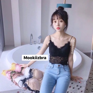 🦄Mookiizbra🦄🔥สินค้าใหม่ล่าสุด 🔥 #2817 สายเดี่ยวลูกไม้  ฟรีไซร์ /7สี💥ฟองหนารูปมือ💥