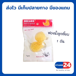 Longmed Becare Natural Sponge ลูกเจี๊ยบ ฟองน้ำอนามัย ฟองน้ำแท้จากธรรมชาติ จำนวน 3 ชิ้น