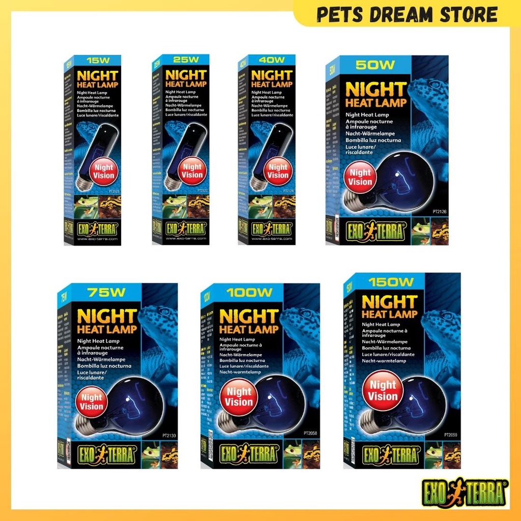 EXO TERRA REPTILE NIGHT HEAT LAMP 40W/50W/75W/100W TORTOISE NIGHT LAMP MOONLIGHT TROPICAL REPTILE NIGHT HEAT WARM LIGHT