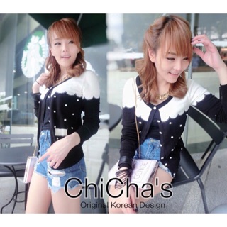 เสื้อลายจุด คอหยัก