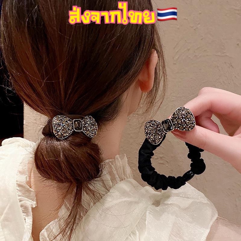 ยางรัดผม งานสไตล์เกาหลี ประดับเพชรวิบวับ (รหัสY16)