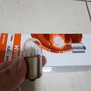 หลอดไฟรถยนต์ ยี่ห้อ OSRAM รุ่น R5W ขั้วหลอดแบบเขี้ยว 1ไส้ (ราคา1หลอด)