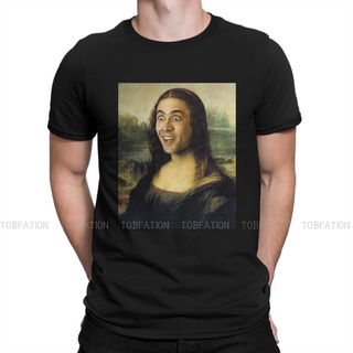 ถูกสุดๆขายดี เสื้อยืดผ้าฝ้าย 100% พิมพ์ลายกราฟิก Nicolas Cage Mona Lisa สไตล์ฮาราจูกุ สําหรับผู้ชายรหัสเต็ม