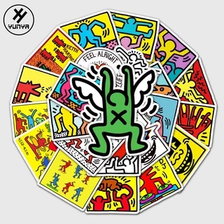 💥พร้อมส่ง💥Keith Haring คีธ แฮริ่ง DIY 50แผ่น sticker กันน้ำ สติ๊กเกอร์ ใช้ซ้ำได้ กระโปรงหลังรถ