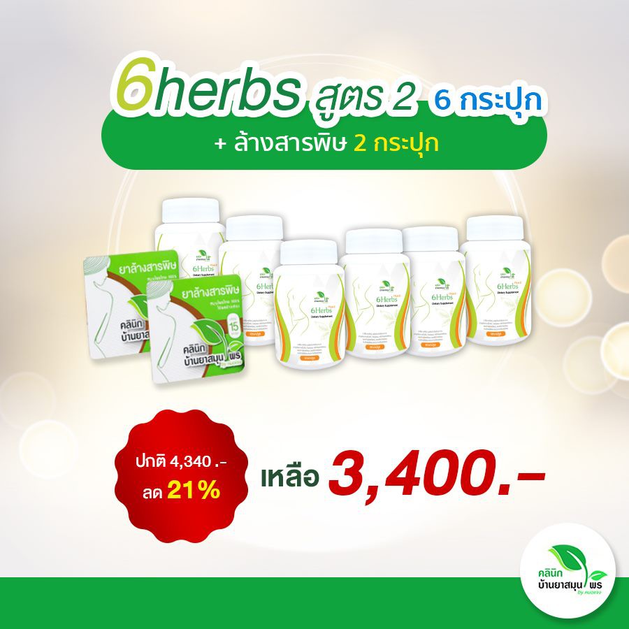 เซตดื้อยามาก ลดยากมาก 6herbs สูตร2 สมุนไพรเร่งเผาพลาญ ลดน้ำหนัก ลดจริง ลดไว สลายไขมันสะสม ถูกที่สุด 