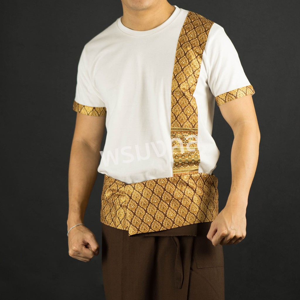 เสื้อยืดคอกลมแต่งลายไทย มี4ขนาด