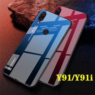 [ส่งจากไทย] Case VIVO Y91/Y91i เคสกระจกสองสี เคสกันกระแทก ขอบนิ่ม เคสกระจกไล่สี สินค้าใหม่