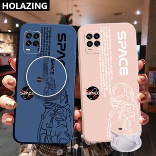 เคสโทรศัพท์มือถือ ขอบสี่เหลี่ยม ลายนักบินอวกาศ พร้อมแหวนขาตั้ง สําหรับ Realme C25S C15 C12 C11 Realme 8 Pro 7 X7 Pro 5i 6i