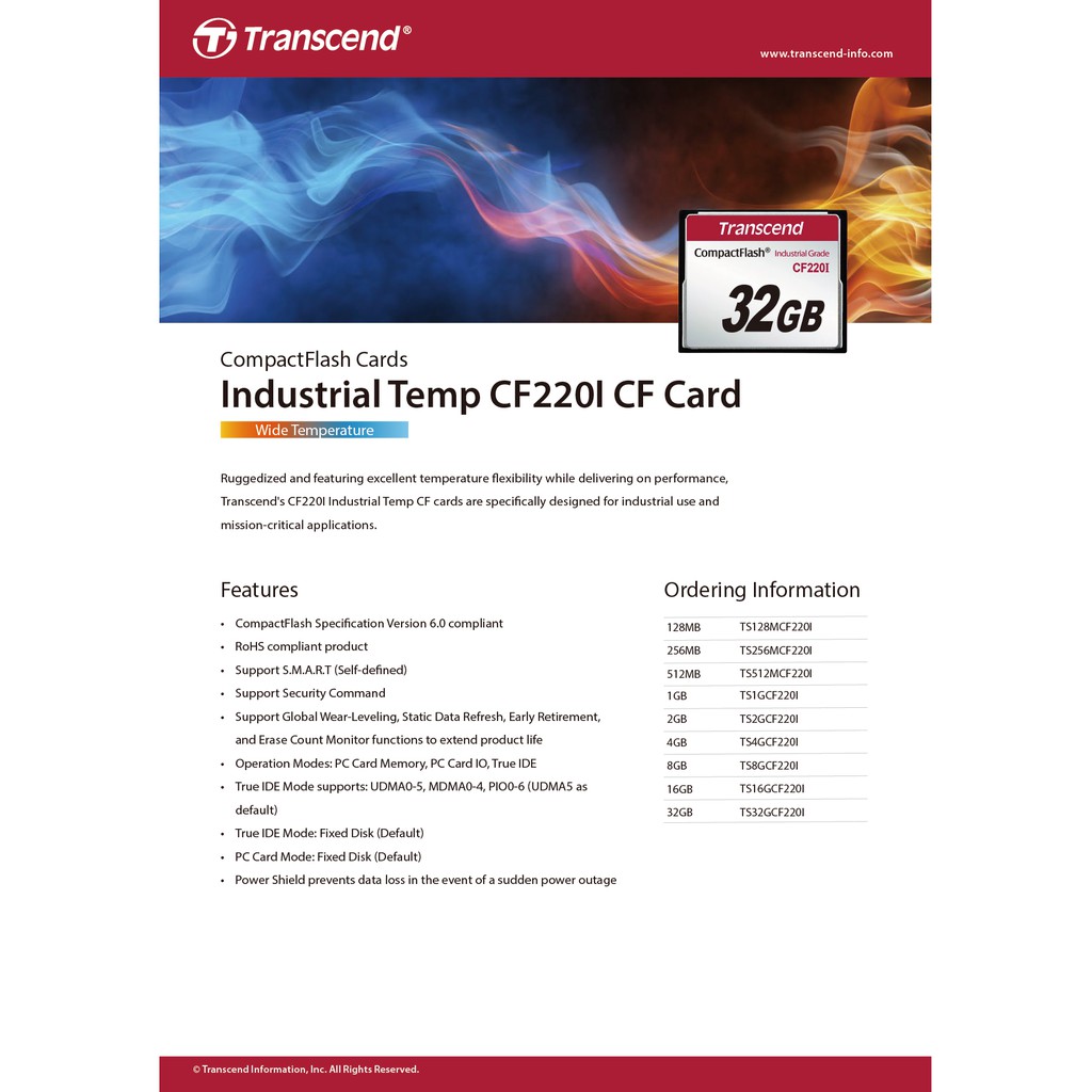 Transcend CompactFlash Card 2GB CF Industrial Card รับประกัน 3 ปี