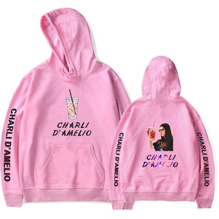 เสื้อกันหนาว มีฮู้ด ผ้าฝ้ายแท้ ลาย Sudadera Con Capucha De Charli Damelio Para แฟชั่นฤดูใบไม้ร่วง และฤดูหนาว สําหรับผู้ชาย GT