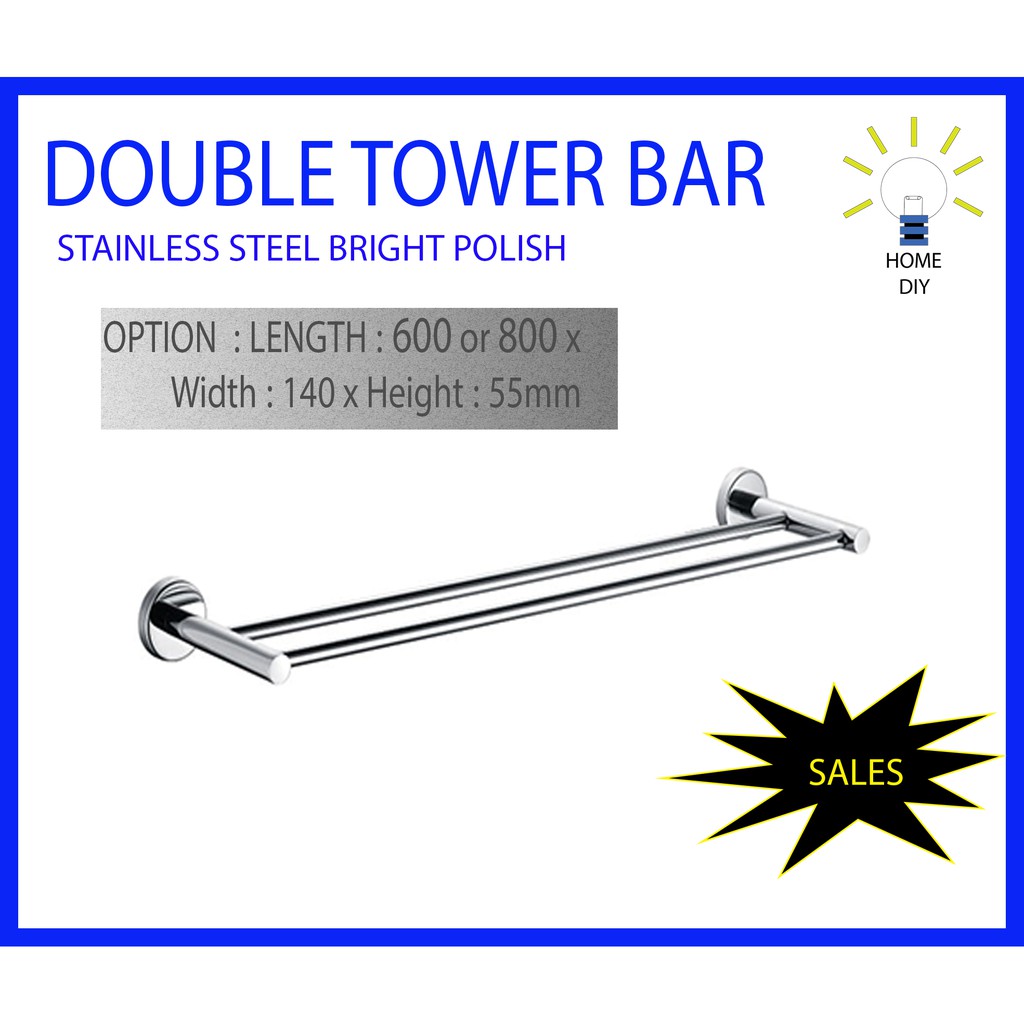 บาร์ผ้าเช็ดตัวคู่ - S/Steel Bright Polish - L600 หรือ L800