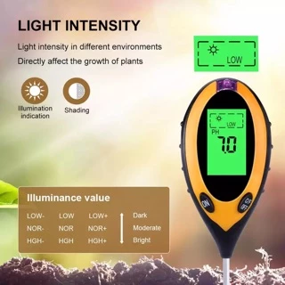 4in1 เครื่องวัดค่าดิน Soil PH meter ความชื้น อุณหภูมิ แสง เครื่องวัดดิน ระบบดิจิตอล Soil Survey Instrument