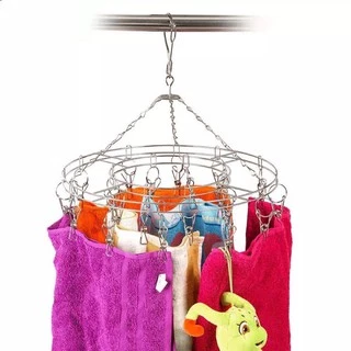 OMUDA_SHOP ที่หนีบผ้าราวหนีบผ้าสแตนเลสแบบกลม 20 ตัวหนีบ.