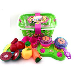 **ตระกร้าชุดเครื่องครัวหั่นผักผลไม้พร้อมตะกร้า Play Food Set