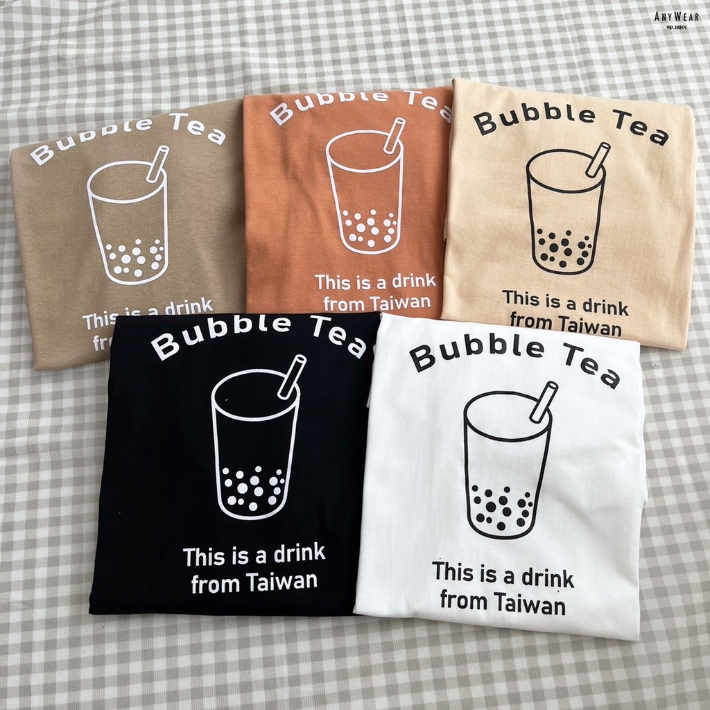 เสื้อยืด Oversize Bubble Tea ชานมไข่มุก by AnyWear ผ้าCotton100% ผ้านุ่ม ทรงเกาหลี ใส่สบาย
