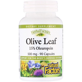 สารสกัดใบมะกอก Olive Leaf 500 mg, 90 Capsules Natural Factors