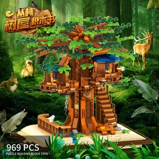 บล็อกตัวต่อเลโก้ รูปบ้านต้นไม้ my world ของเล่นเสริมการเรียนรู้เด็ก 969 ชิ้น