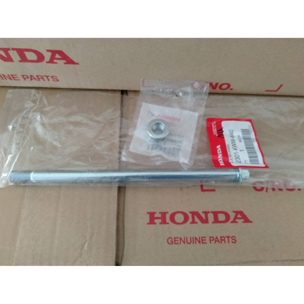 แกนล้อหลัง แถมหัวน็อต19 ของแท้เบิกศูนย์ HONDA เวฟ110i ดรีม110i super-cub เวฟ100 รหัสอะไหล่ 42301-KWW-640 +