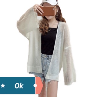 กรอกโค้ด EDENAUG ลด15% ❤️พร้อมส่งเสื้อคลุมไหมพรม6สี แขนยาว เ…