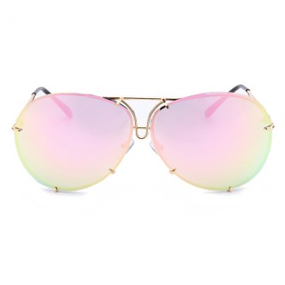 แว่นตา ฮาราจูกุ (Harajuku) สีชมพู ไล่โทนสี กรอบสีทอง (UV400)