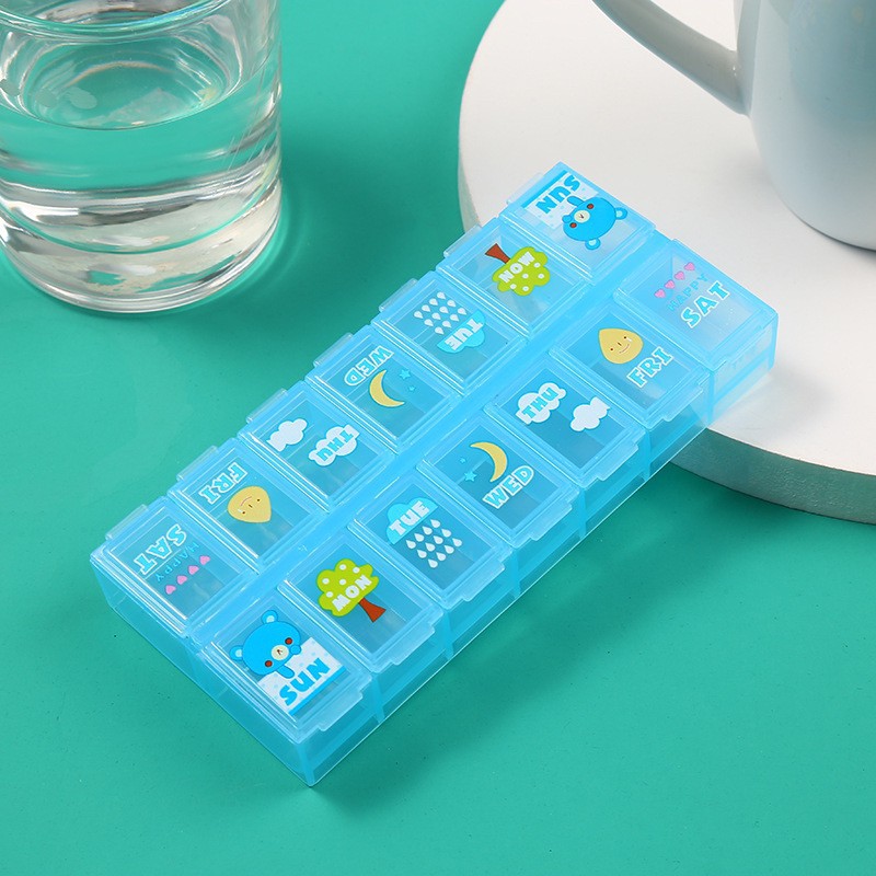 กล่องใส่ยา กล่องยาแบบพกพา ตลับยาแบบพกพา กล่องวิตามิน กล่องใส่ของ ที่ใส่ยา ที่เก็บยา แบบ 7 วัน 14 ช่อง YG254548 - รูปที่ 6