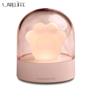 Uareliffe โคมไฟอ่านหนังสือ LED รูปอุ้งเท้าแมวน่ารัก พร้อมเสียงเพลง ชาร์จซ้ําได้ สําหรับตกแต่งห้อง ของขวัญคริสต์มาส