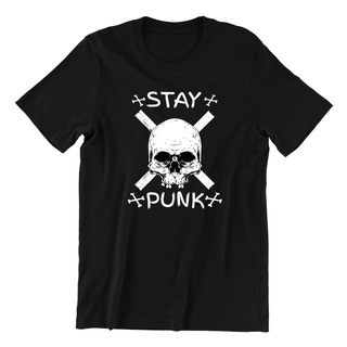 ขายดี เสื้อยืด ผ้าฝ้าย ทรงหลวม พิมพ์ลาย Stay Punk Old Music Free Guitar Drum Rock สไตล์คลาสสิกSize S-5XL