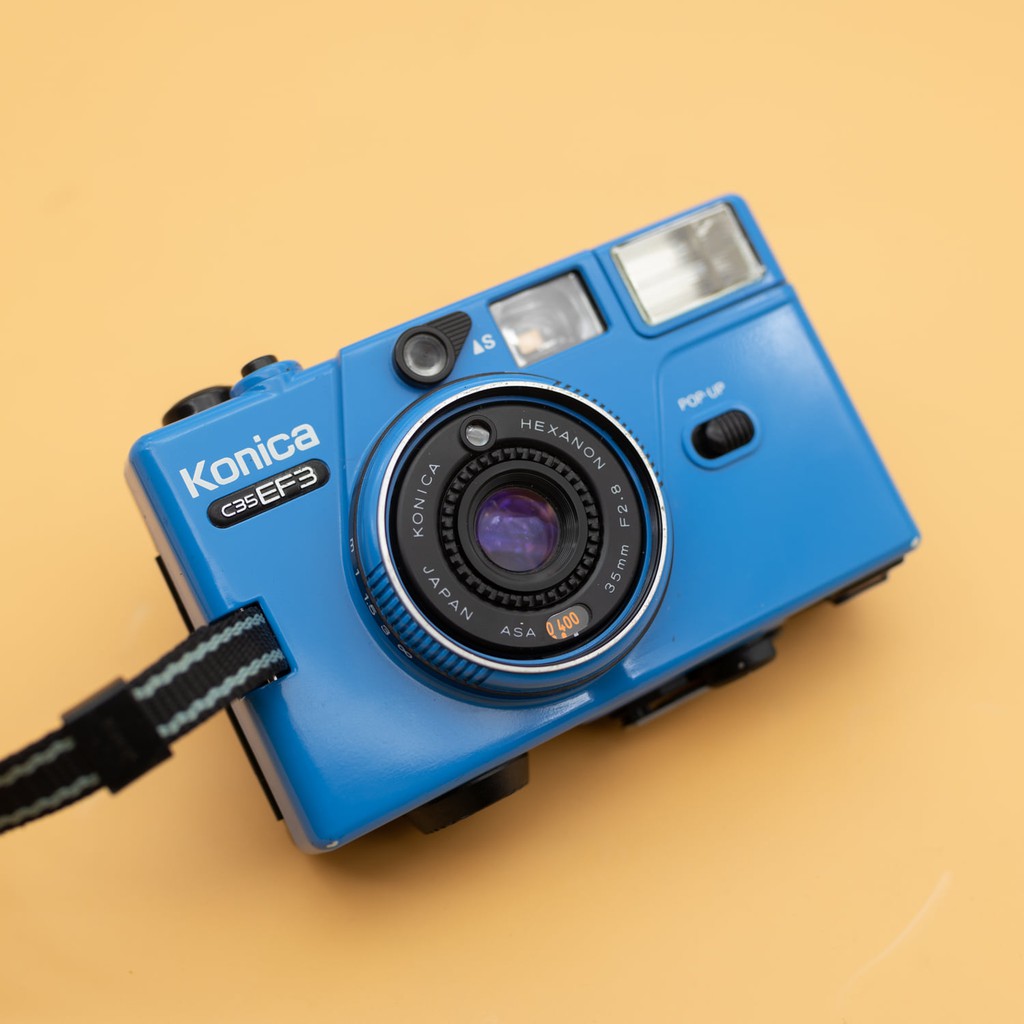 กล้องฟิล์ม Konica  C35 EF3 [สีฟ้าหายาก] ทำงานเต็มระบบ