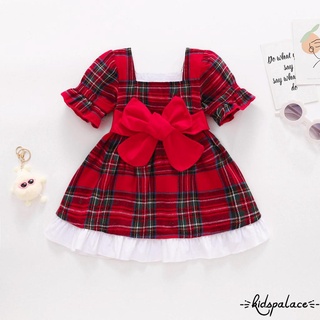 Bbq-ชุดเดรสสําหรับเด็กผู้หญิงแขนพัฟปักลายลูกไม้ One-Pieces One-Pieces
