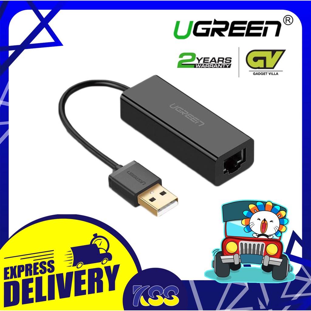 อุปกรณ์เชื่อมต่ออินเตอร์เน็ต UGREEN 30305T USB 2.0 To Lan 10/100Mbps Network Adapter รับประกัน 2 ปี