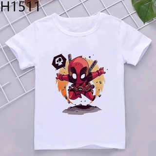 เสื้อยืด ลาย Deadpool spiderman captain American เป็นมิตรกับผิวหนัง แฟชั่นสําหรับเด็กผู้ชาย อายุ 1-12 ปี