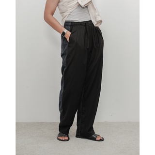 SS22/08 Half-toned Linen Relaxed Pants in Black/Dark Navy | กางเกงขายาวทรงหลวม ตัตต่อผ้า สีดำสลับกรม