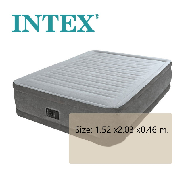 Intex ที่นอนเป่าลม 5 ฟุต (ควีนไซต์) ที่สูบลมไฟฟ้าในตัว - สีเทา รุ่น 64414