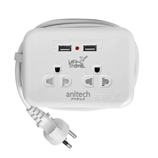 Anitech H9022 ปลั๊กไฟเดินทาง มอก. 2 ช่อง 2 USB 1.1เมตร (H9022)