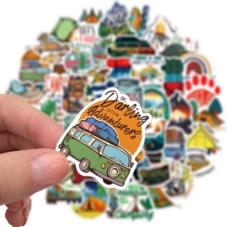 พร้อมส่ง! Camping outdoor travel cooking การตั้งแคมป์ adventure สติกเกอร์ ตกปลา Fishing สเก็ตบอร์ด 50 ชิ้น sticker