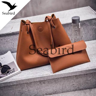 Seabird กระเป๋า กระเป๋าสะพาย กระเป๋าแฟชั่นผู้หญิง สีน้ำตาล 2 ใบชุด