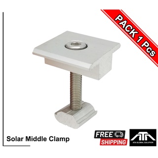 Solar Middle Clamp 40mm ยึดกลางแผงโซล่าเซลล์ อุปกรณ์ติดตั้งแผงโซล่าเซลล์ สั่งซื้อจำนวนมากราคาพิเศษ (รวมน็อตสกรูสแตนเลส)