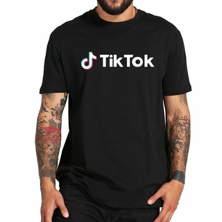 ใหม่เสื้อยืด TikTok เสื้อยืดทางการชายหญิงชุมชนแอปโลโก้ประเดิม black-3