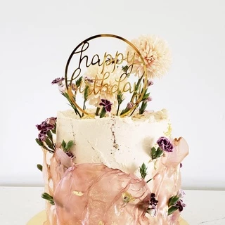 10 ชิ้น INS ขนาดใหญ่กระจกอะคริลิคเค้ก topper Happy birthday plug-in baking props ตกแต่งขนม