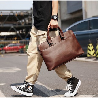 พร้อมส่ง กระเป๋าถือและสะพายข้าง  กระเป๋านักธุรกิจ Business bag แฟขั่นเกาหลี รหัส Man-6016 กระเป๋าสีดำ สีน้ำตาล