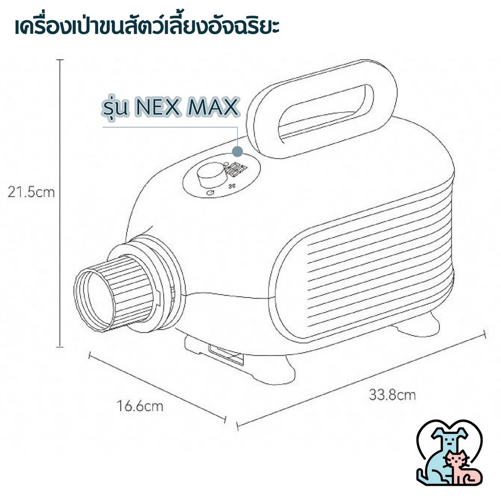 Hipidog 2000W เครื่องเป่าขนสัตว์เลี้ยงขนาดเล็ก เครื่องเป่าขน เป่าขนสัตว์เลี้ยง - รูปที่ 4