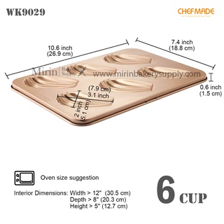 Chefmade  WK9029  พิมพ์เมอดิลีน 6 หลุม  non-stick