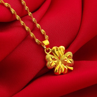 HIALAMAสร้อยคอทองพร้อมจี้สร้อยคอระย้าชุบ ยาว 18 นิ้ว24K GOLD NECKLACE