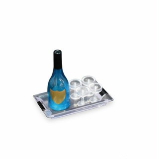 กาชาปอง Wine bottle(blue) &amp; tray (ชุด Champagne Tower) งานแท้ญี่ปุ่น.