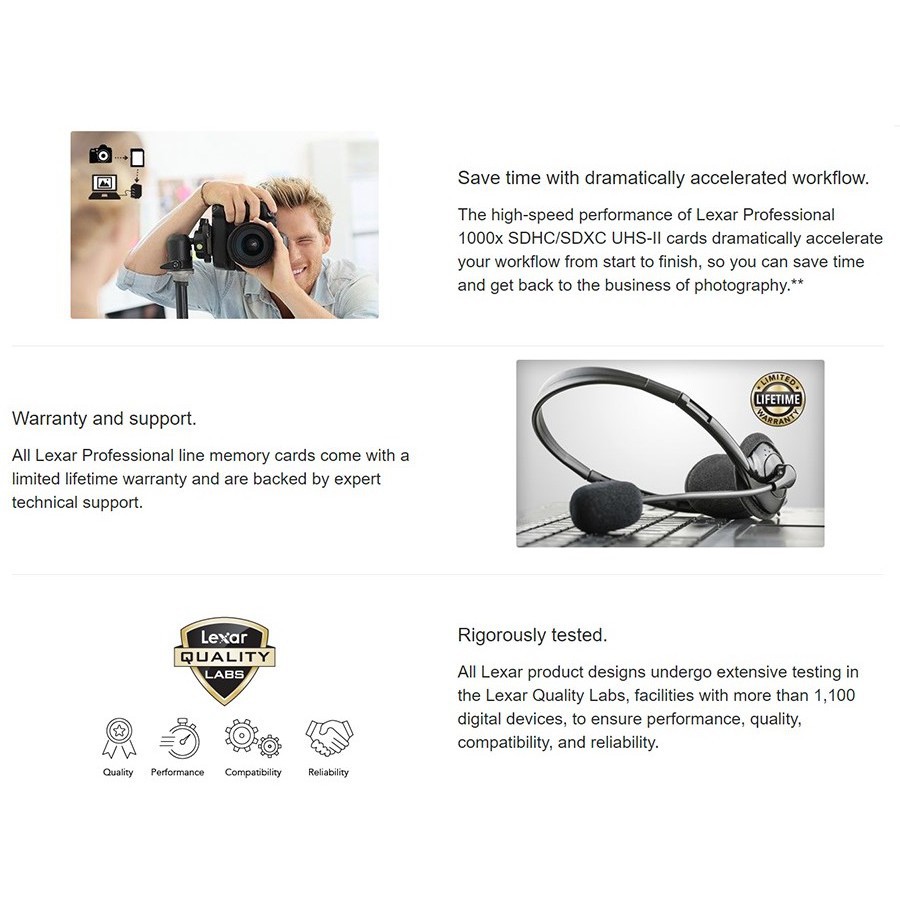 Lexar Professional 1000x 32GB 64GB 128GB SDCard SDHC SDXC UHSII Memory